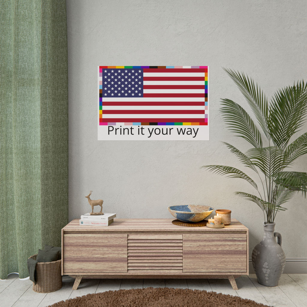 Custom American Unity Flag Poster - | USA Patriotic LGBTQ+ Pride
