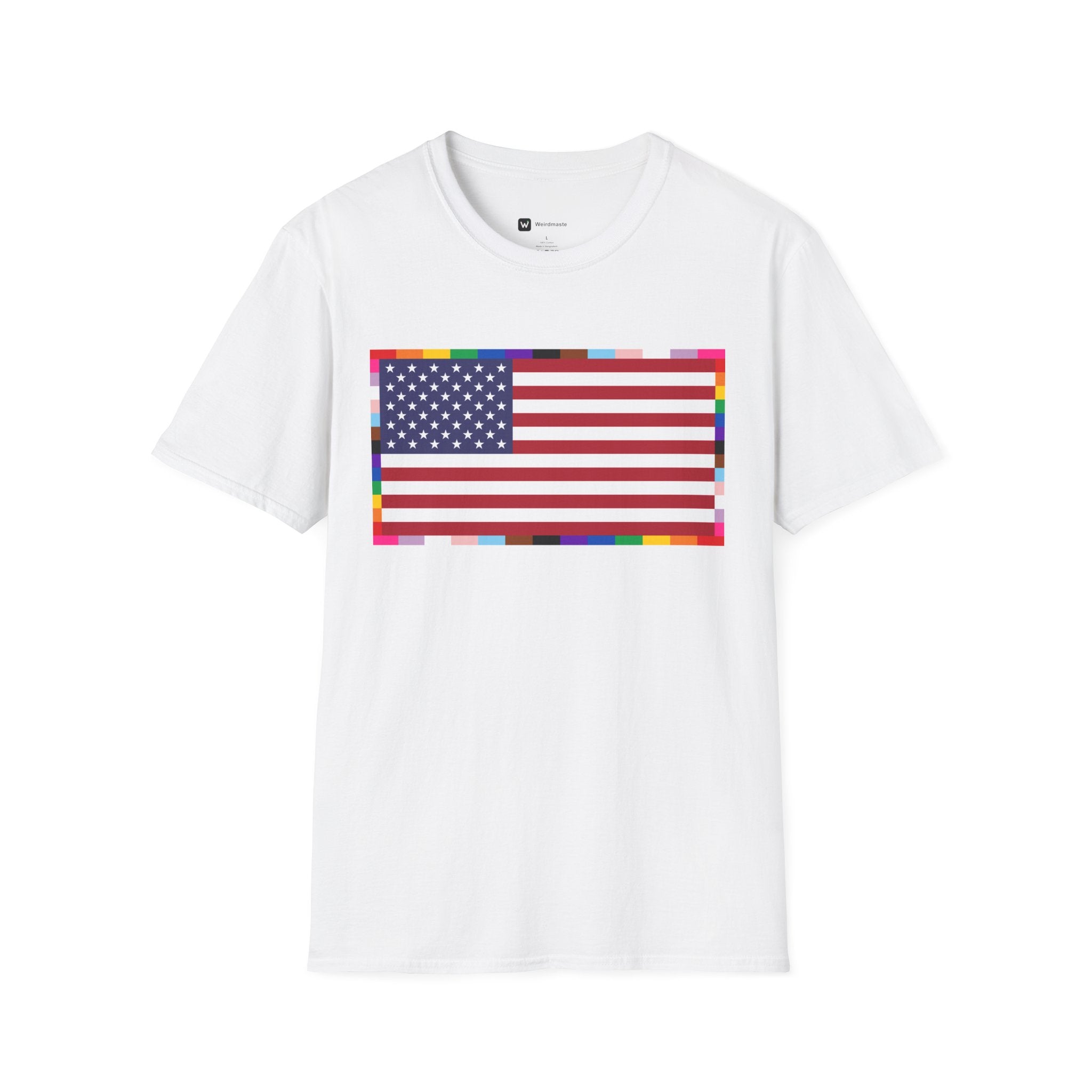 Unisex Tee American Unity Flag | USA Flag T-Shirt, LGBTQ+ Pride Diversity Inclusion