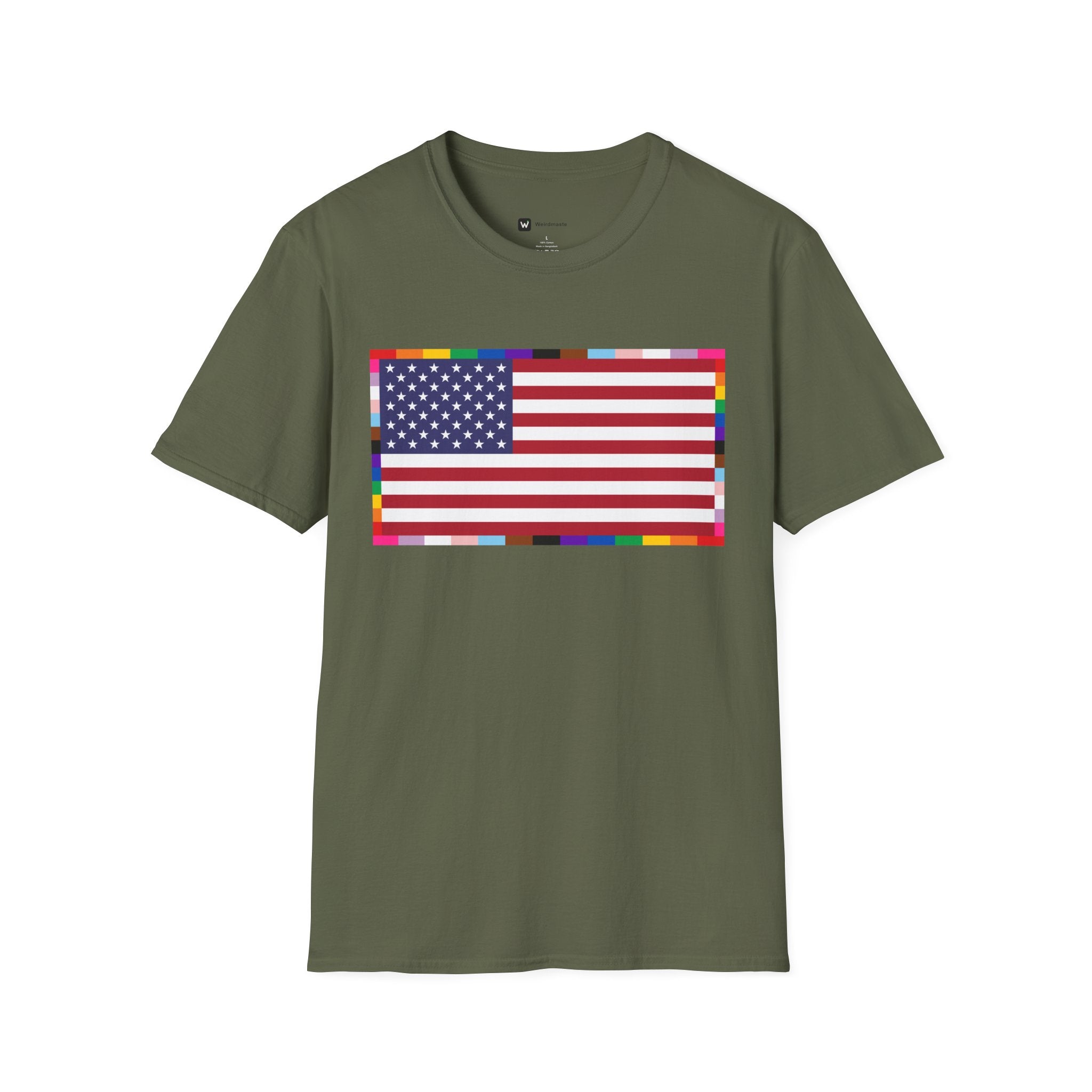Unisex Tee American Unity Flag | USA Flag T-Shirt, LGBTQ+ Pride Diversity Inclusion